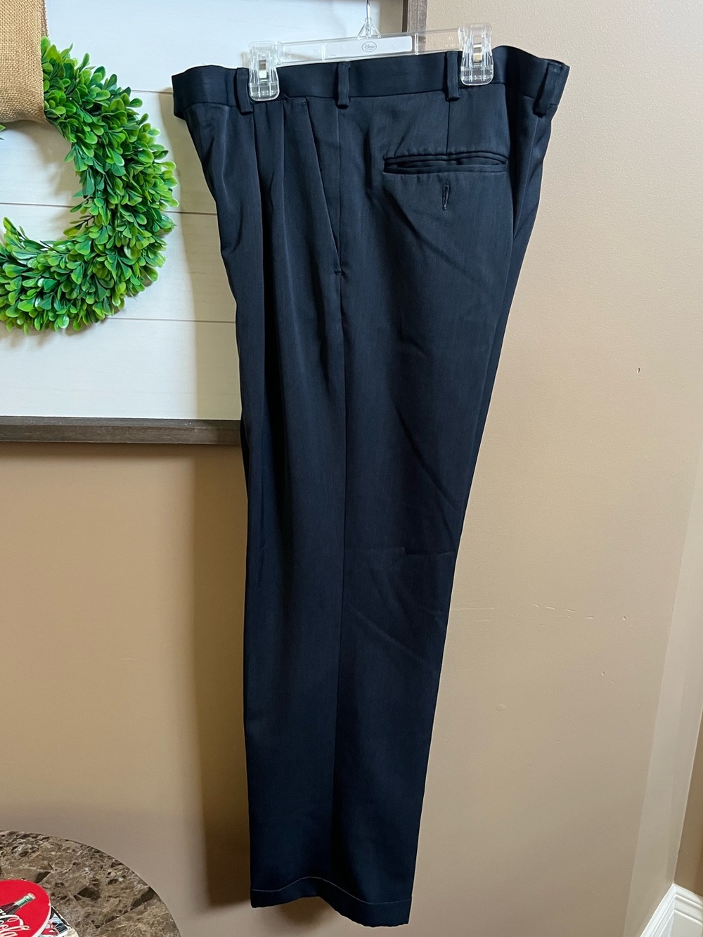 Perry Ellis Classic Men's Black Dress Pants - Tailored Formal Trousers 32/32